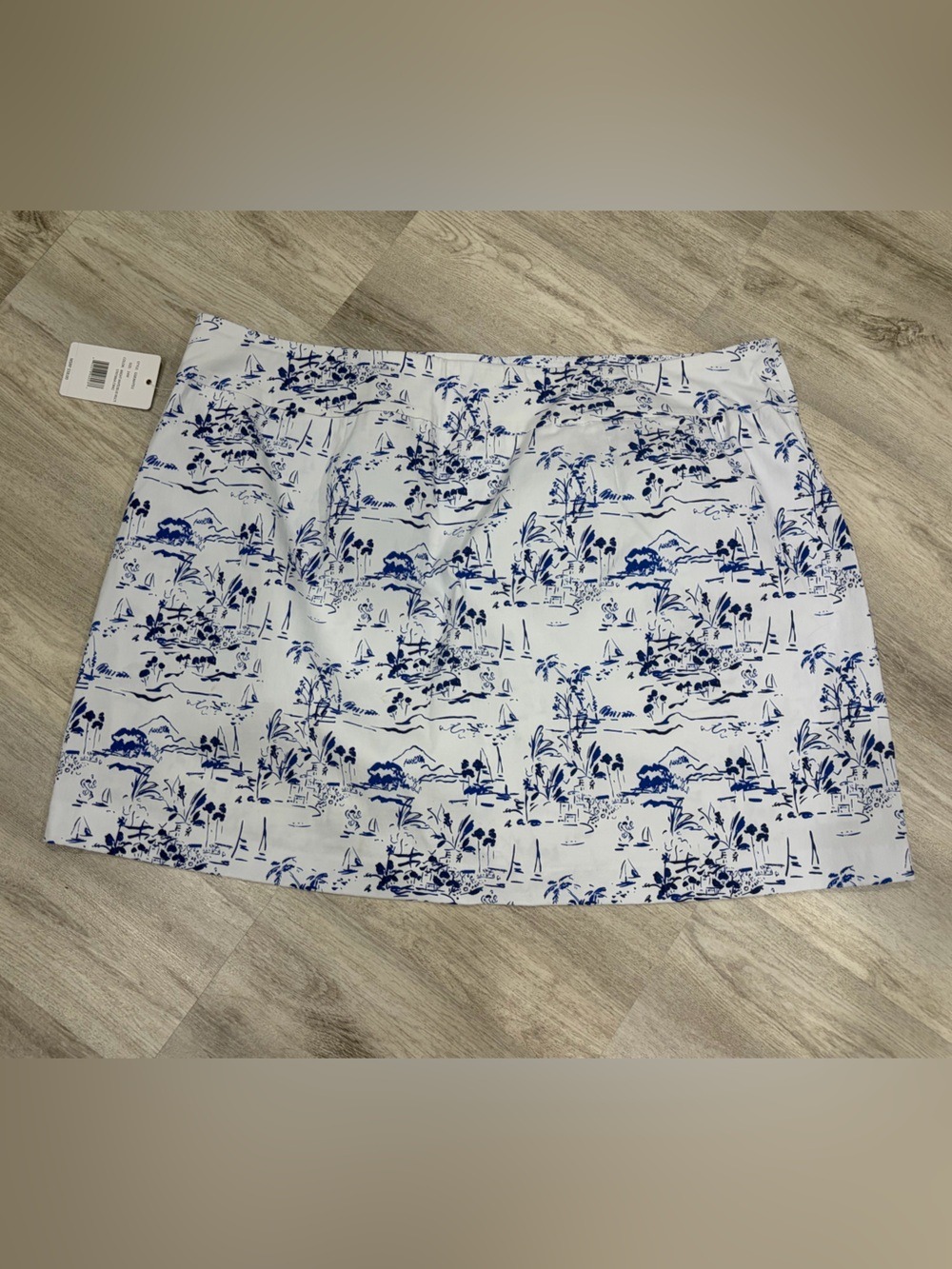NWT Zac & Rachel blue and white print skirt pockets 24W